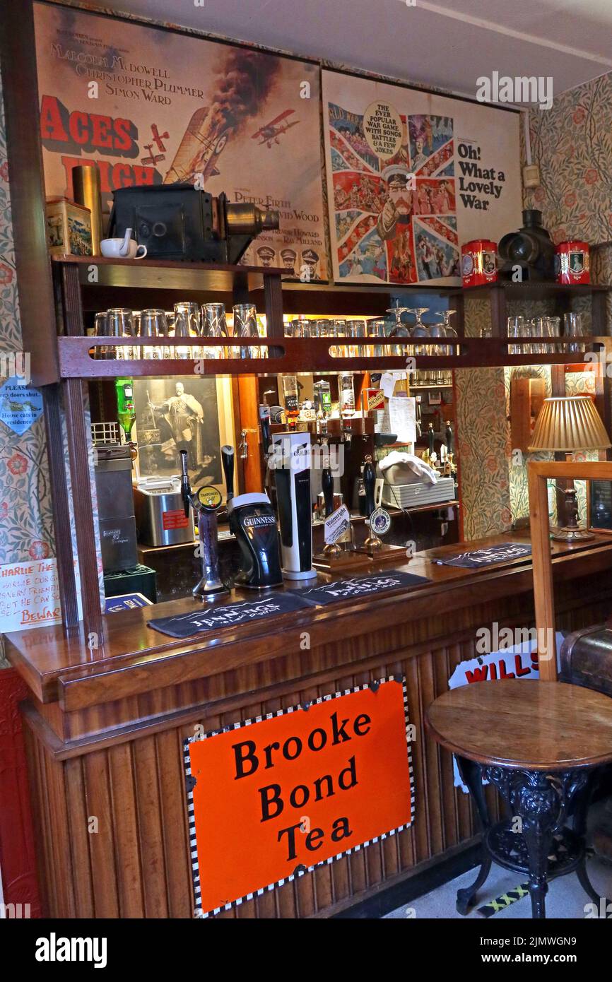 Interior of The Albion real ale pub, Park Street, Chester, Cheshire, England, UK, CH1 1RQ - Aces High, What a lovely war posters Stock Photo