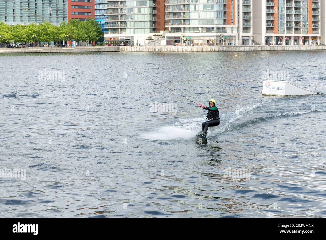 Wakeboarding at North Greenwich Stock Photo