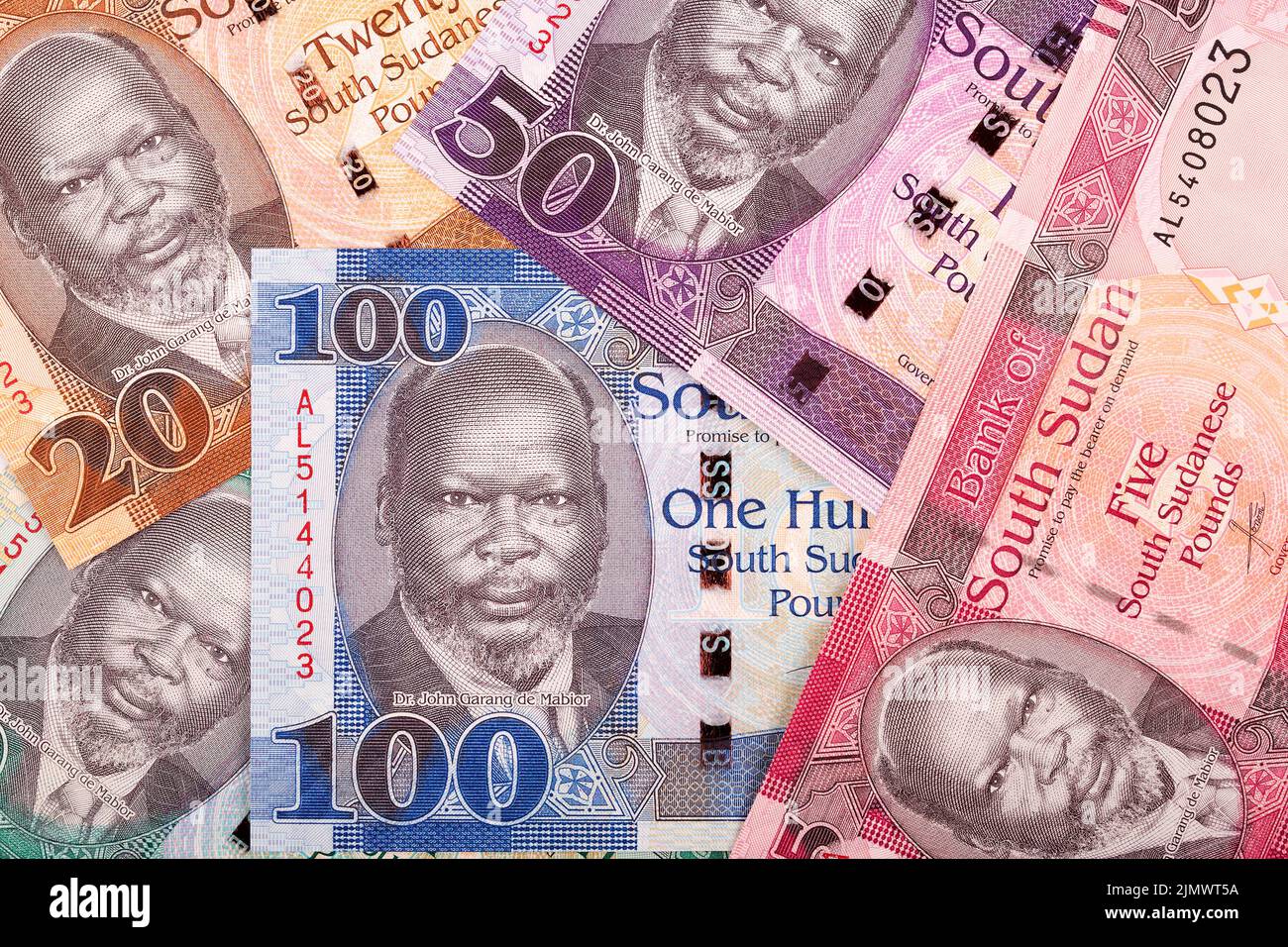 South Sudanese money, a background Stock Photo