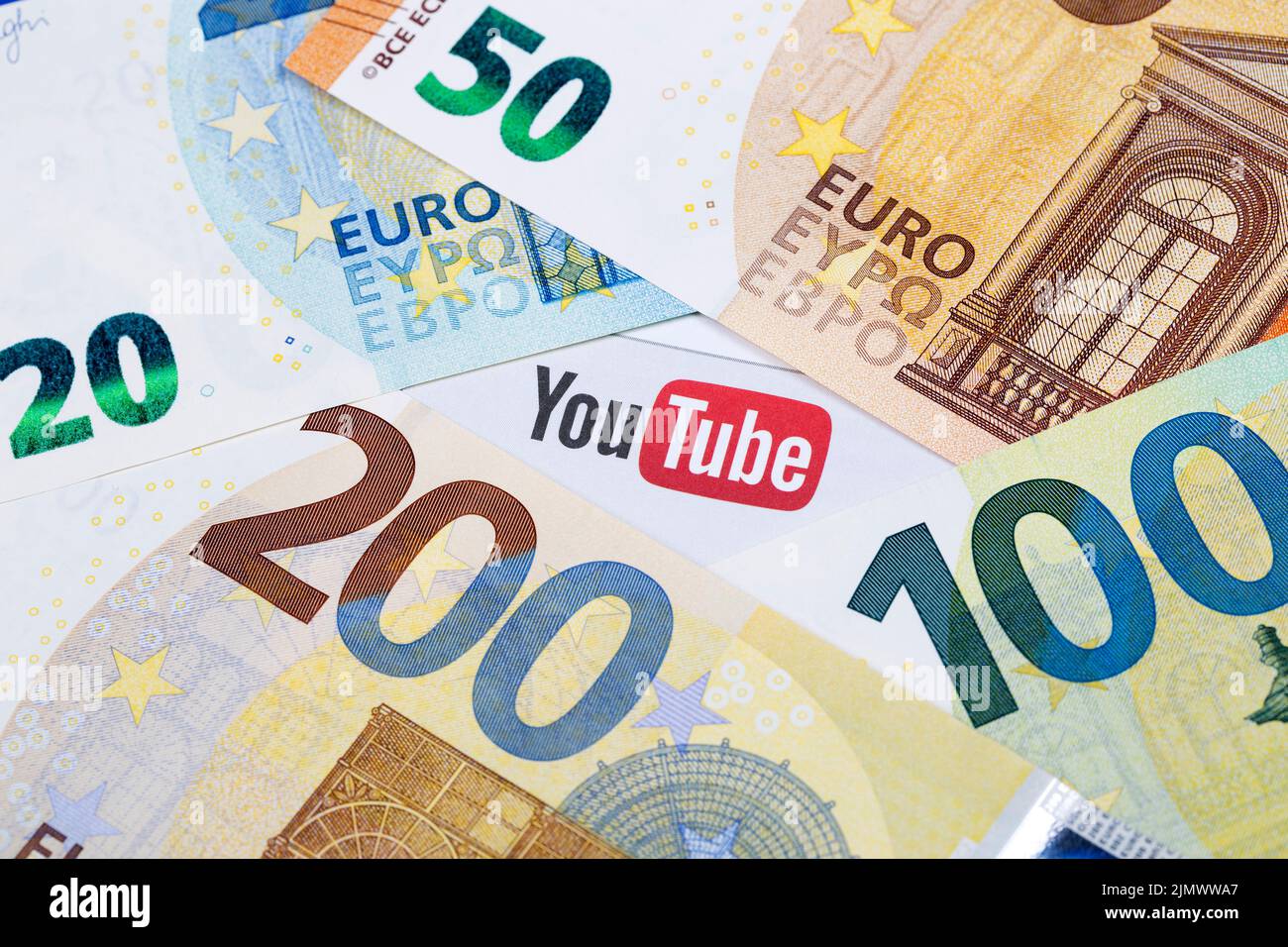 Warsaw Poland June 13 2022 Youtube Logo On European Money Stock
