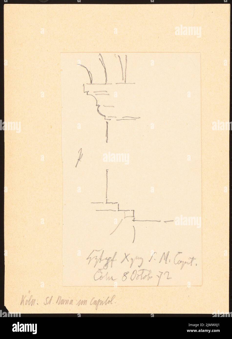 Quast Ferdinand von (1807-1877), St. Maria im Capitol, Cologne (08.10.1872): Cutting captain and the main pillar in the cloister. Pencil on paper, 16.2 x 11.8 cm (including scan edges) Quast Ferdinand von  (1807-1877): St. Maria im Capitol, Köln Stock Photo