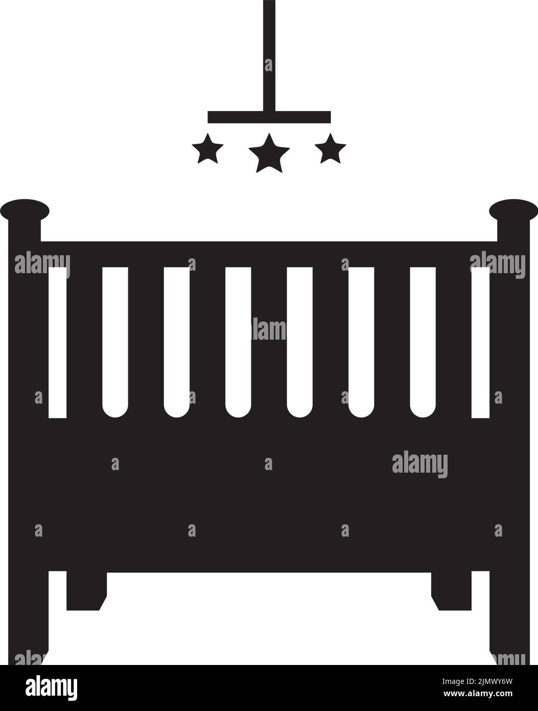 Wooden baby cradle icon vector logo design Stock Vector Image & Art Alamy