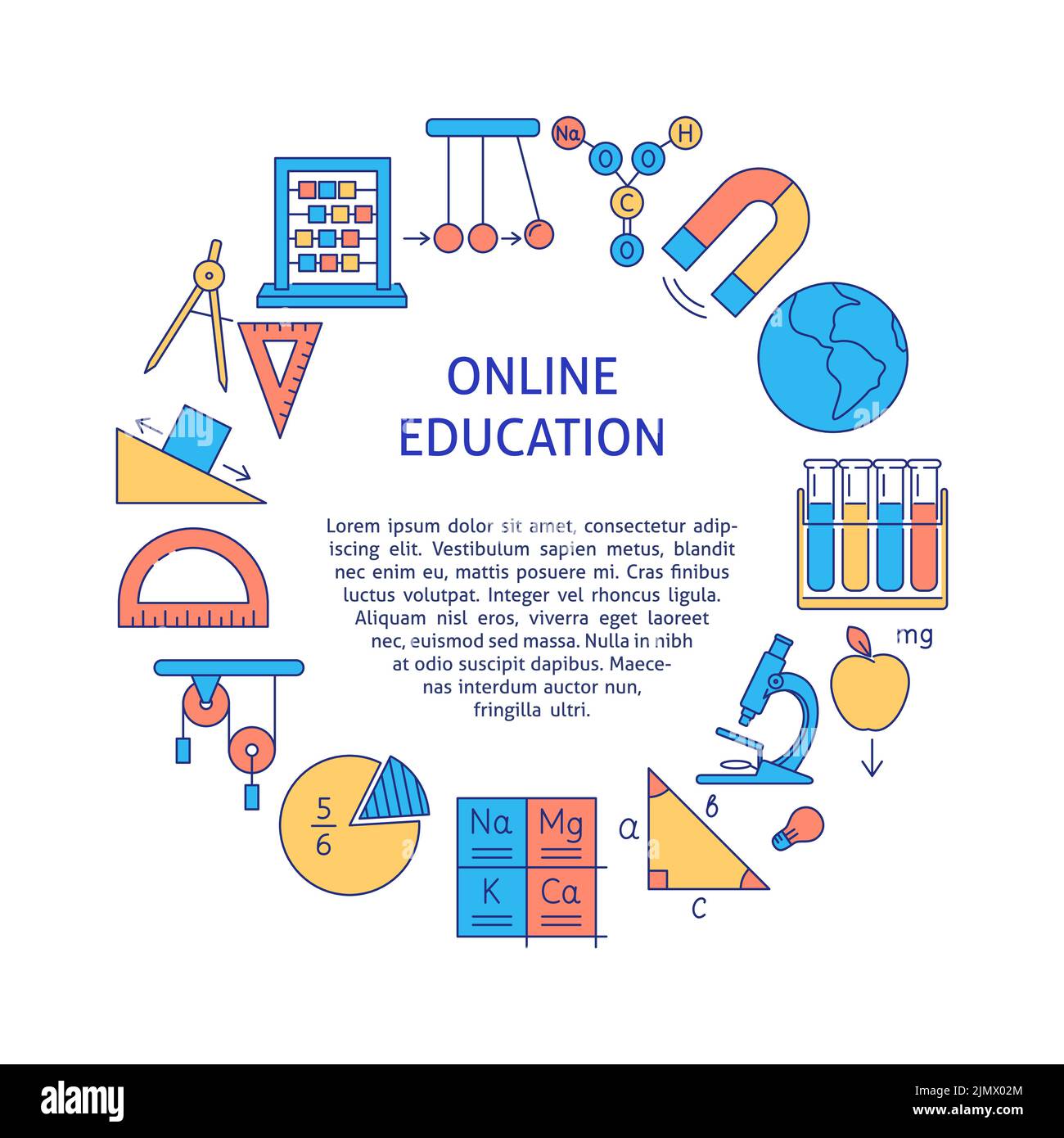 Online education banner in line style with place for text. Vector ...