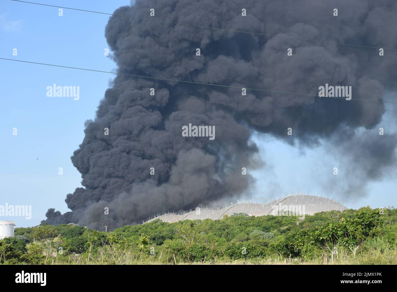 Havana, Cuba. 7th Aug, 2022. Thick smoke is seen from the burning fuel