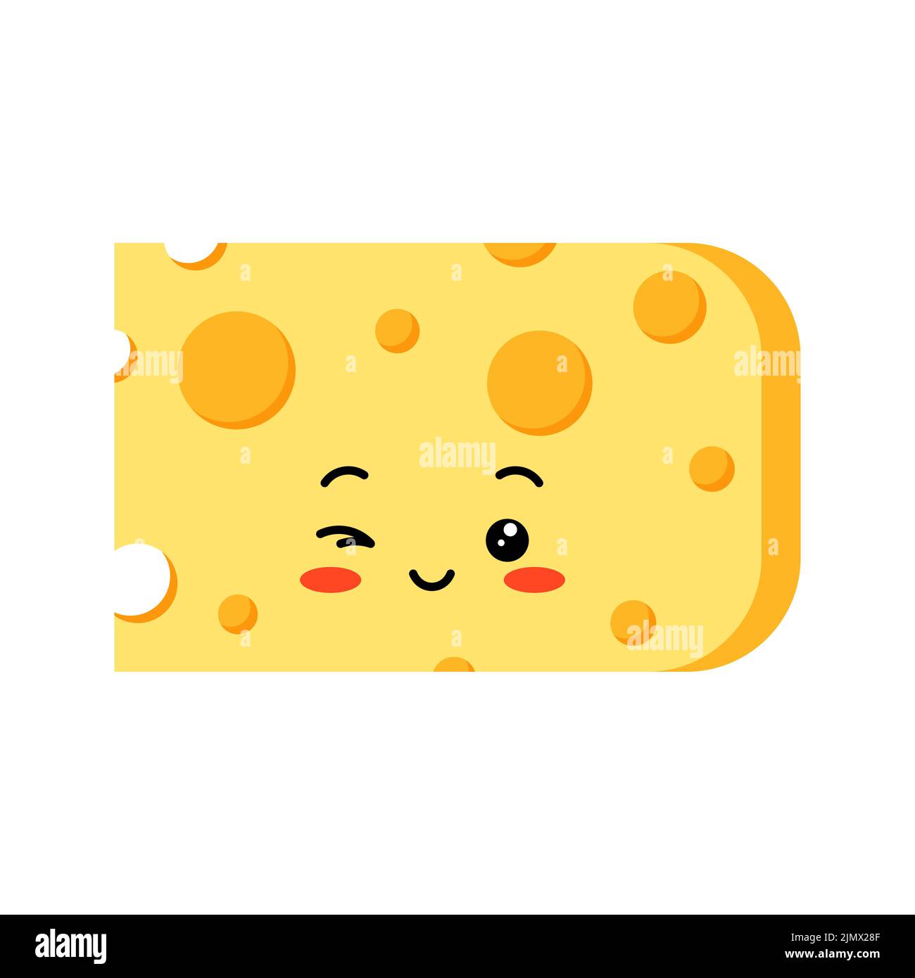 Cute winking cheese character with hole slices isolated on white ...