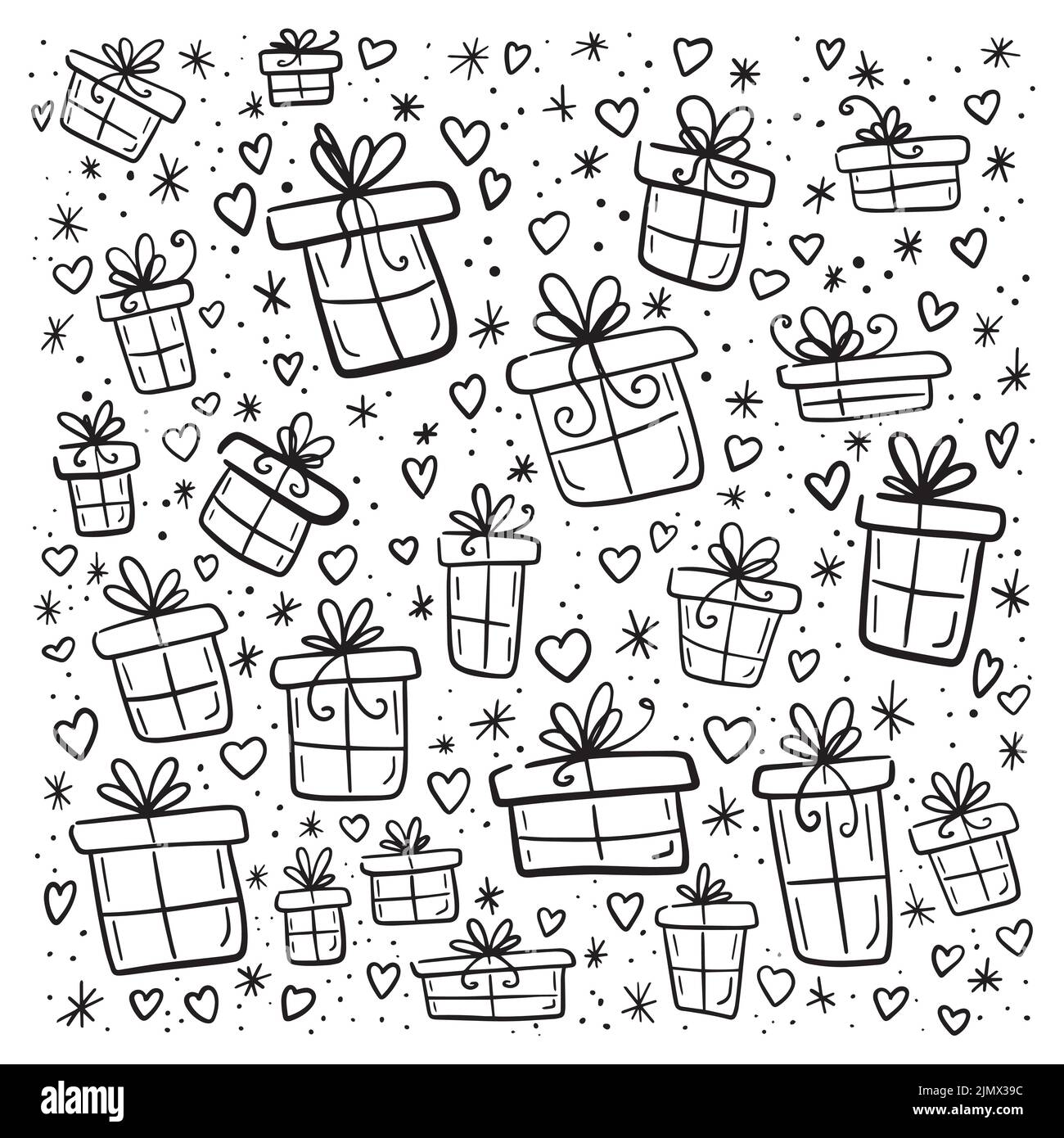 Simple Seamless Vector Hand Draw Sketch Black and White Doodle