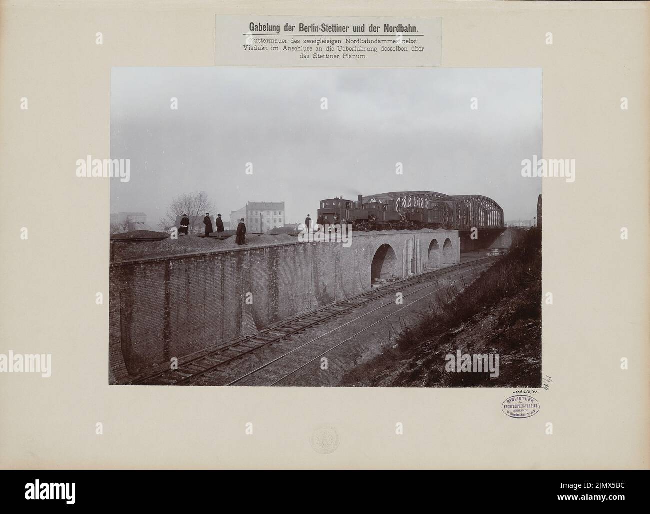 Unknown architect, laying of the Stettin railway between Pankow and Berlin (without dat.): View. Photo on cardboard, 42.5 x 58.7 cm (including scan edges) N.N. : Gabelung der Berlin-Stettiner und der Nordbahn Stock Photo