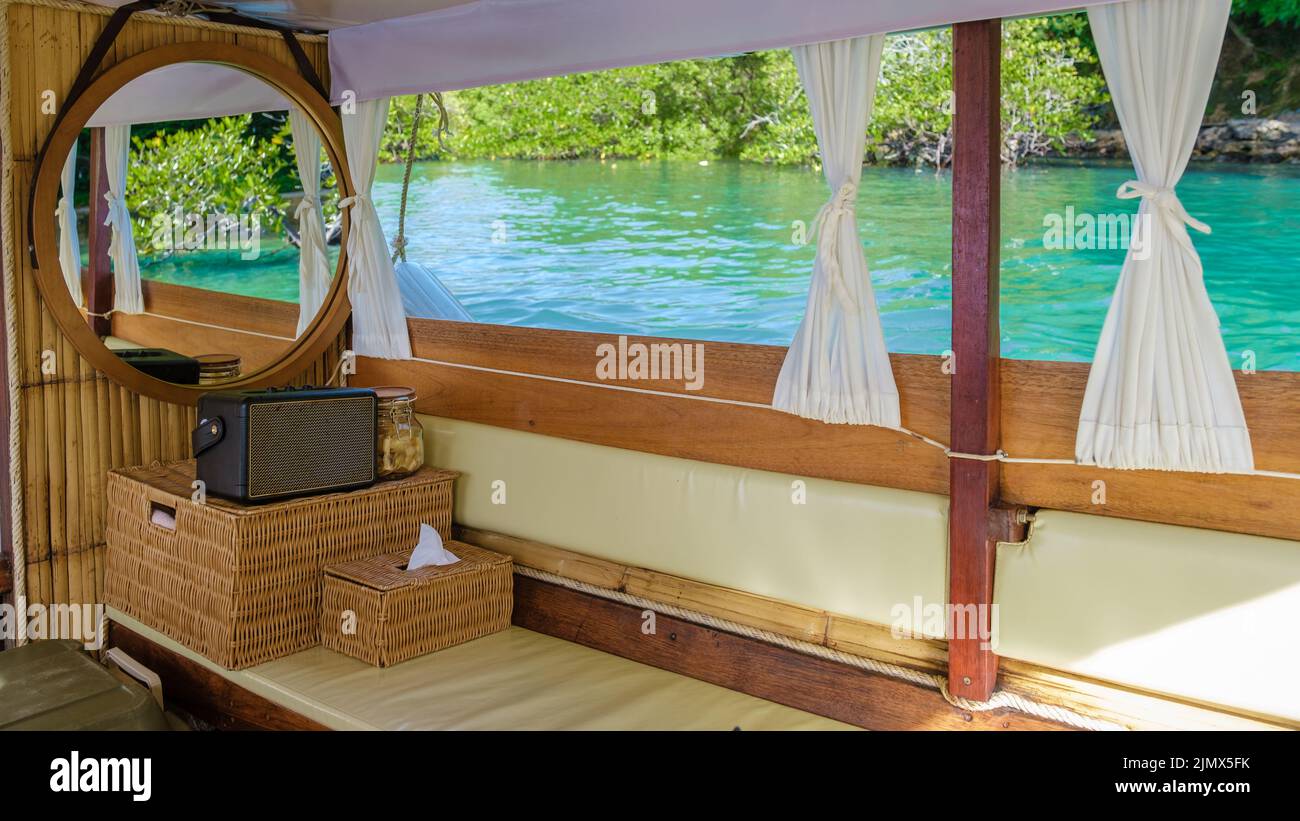 Luxury Longtail boat in Krabi Thailand, 4 Island trip in Krabi Thailand. Stock Photo