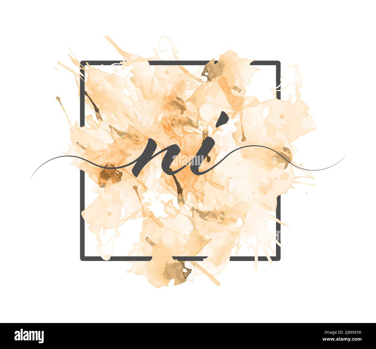 Calligraphic lowercase letters N and I are written in a solid line on a ...