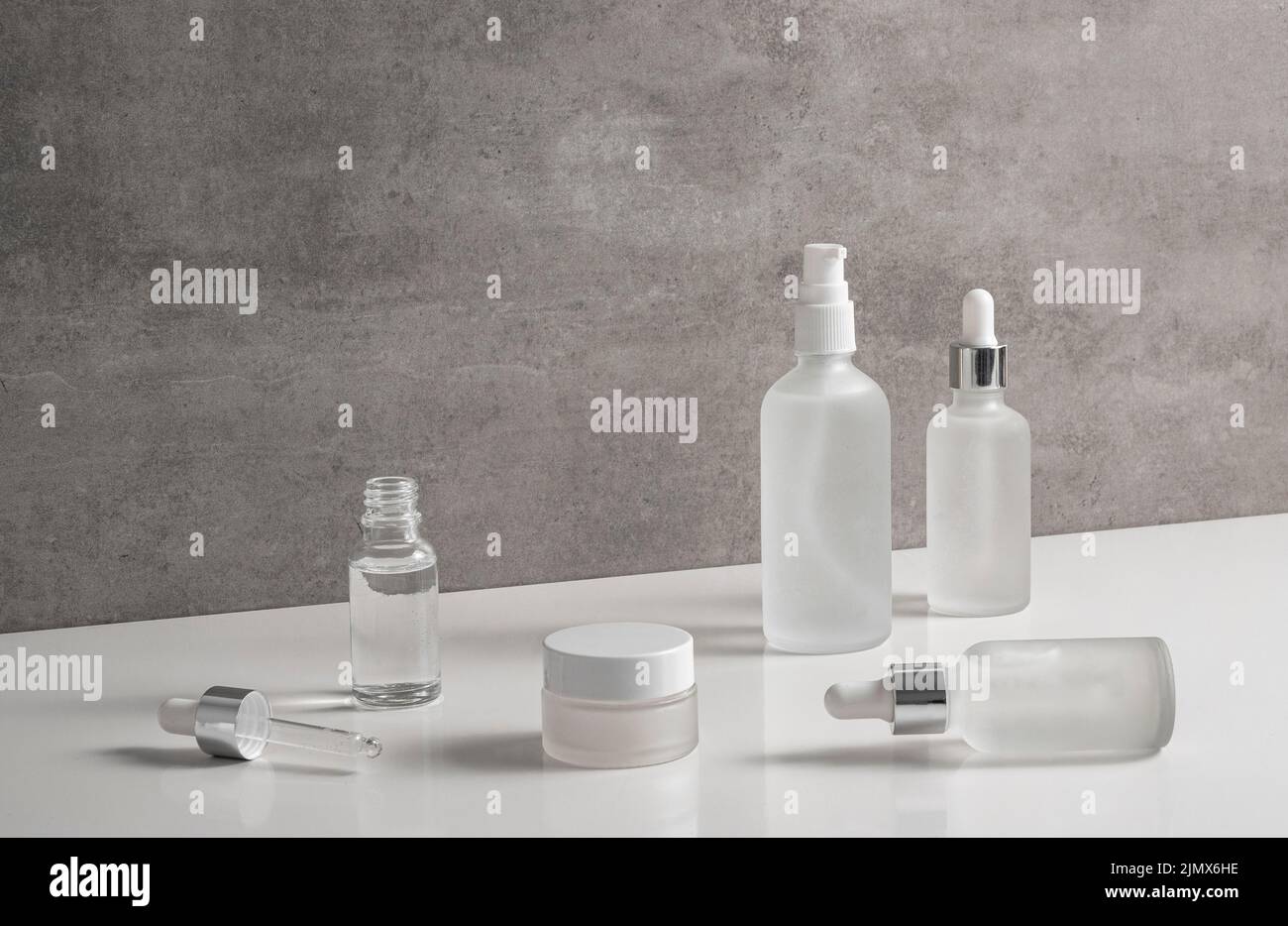 Front view skin oil droppers composition Stock Photo Alamy