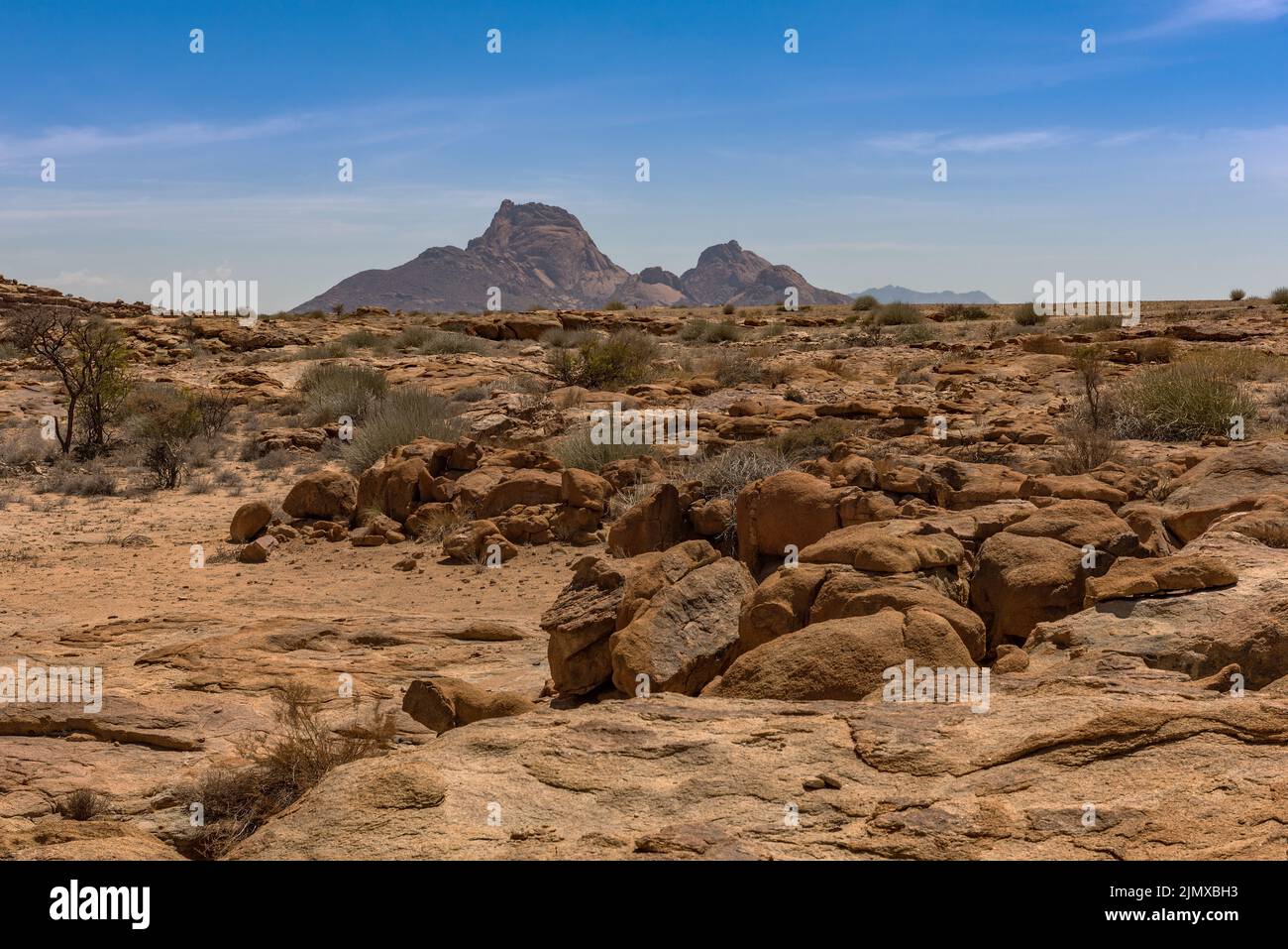 landscape at the Spitzkoppe rock formation, Namibia Stock Photo