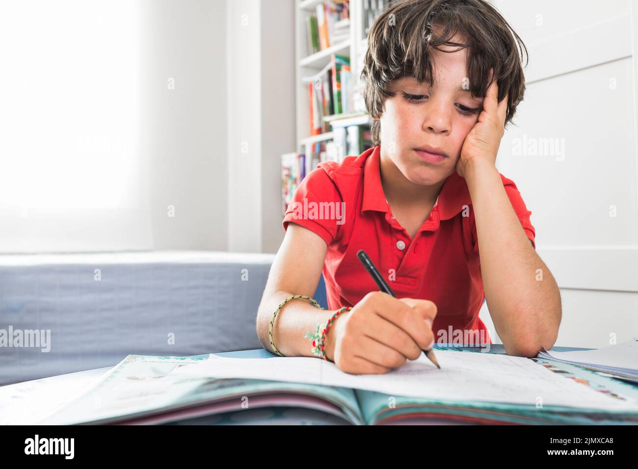 Child drawing paper table Stock Photo