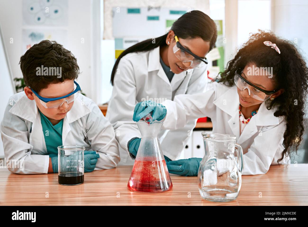 Their first introduction into chemistry was a fun one. an adorable little boy and girl