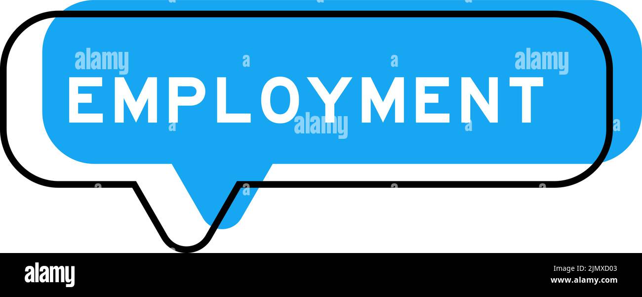 Speech banner and blue shade with word employment on white background