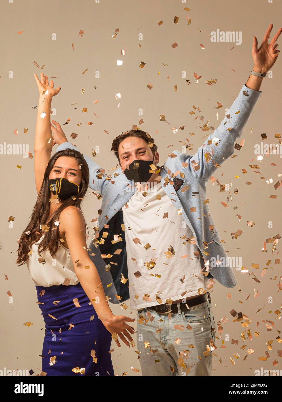 Beautiful couple celebrating new year eve Stock Photo