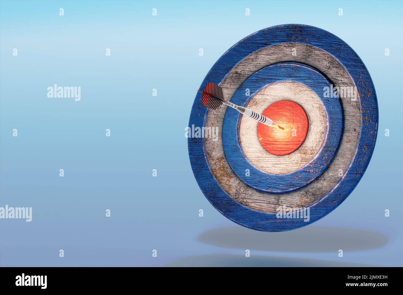 3D Illustration. 3D Rendering. Dart Stuck in Target . Concept business ...