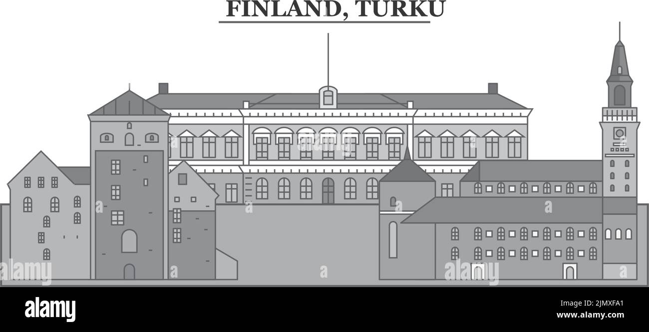 Finland, Turku city skyline isolated vector illustration, icons Stock Vector
