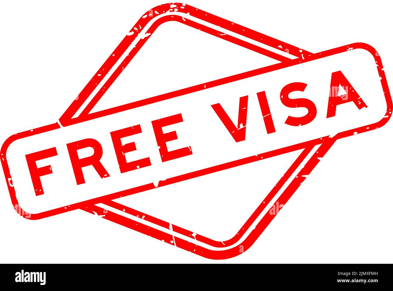 Grunge red free visa word rubber seal stamp on white background Stock Vector