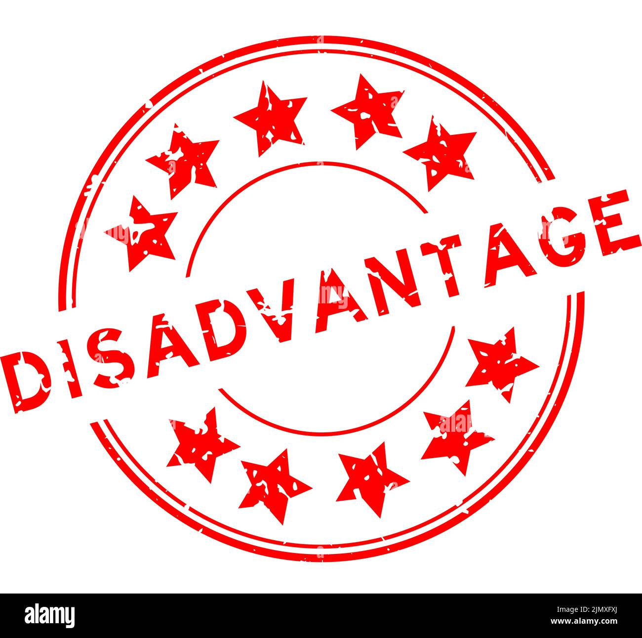 Grunge Red Disadvantage Word With Star Icon Round Rubber Seal Stamp On 