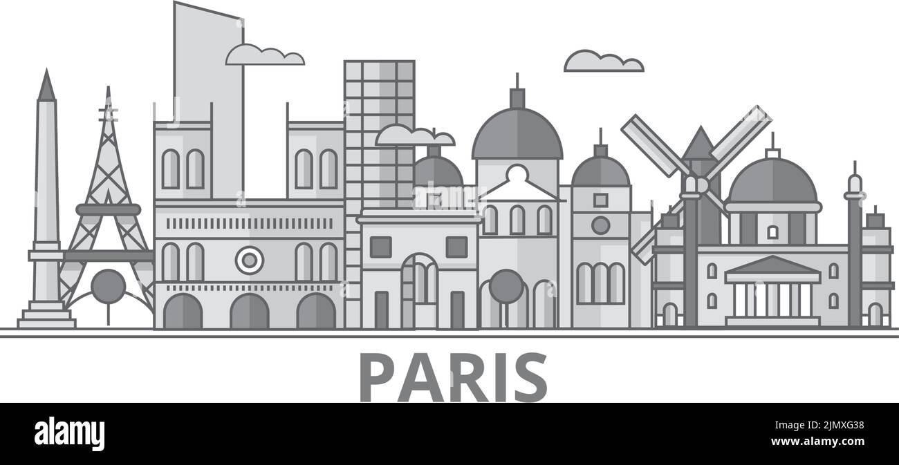 France, Paris City city skyline isolated vector illustration, icons Stock Vector