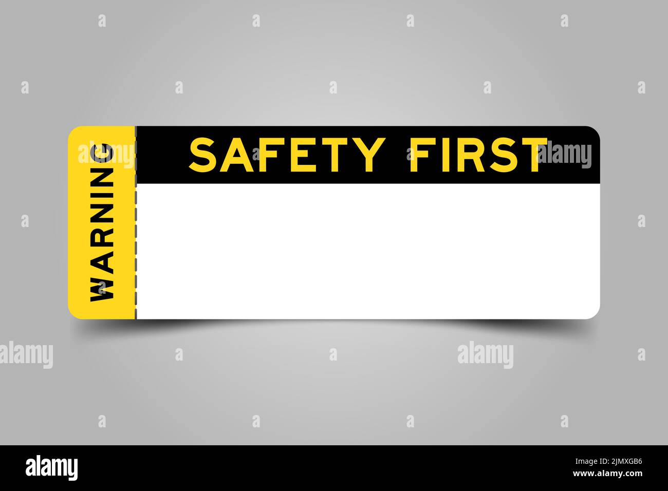 Yellow and black color ticket with word warning and safety first and have white copy psace on