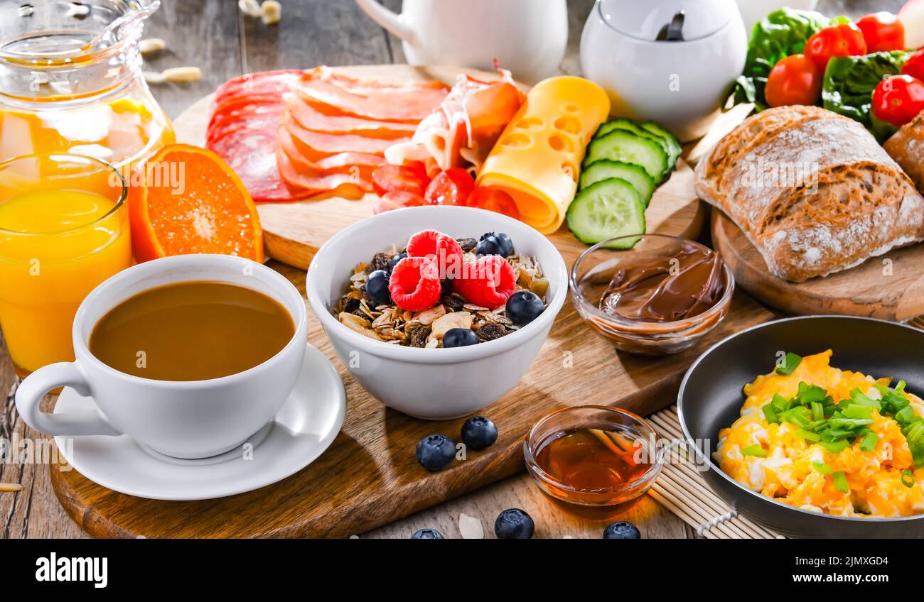 Breakfast served with coffee Stock Photo - Alamy