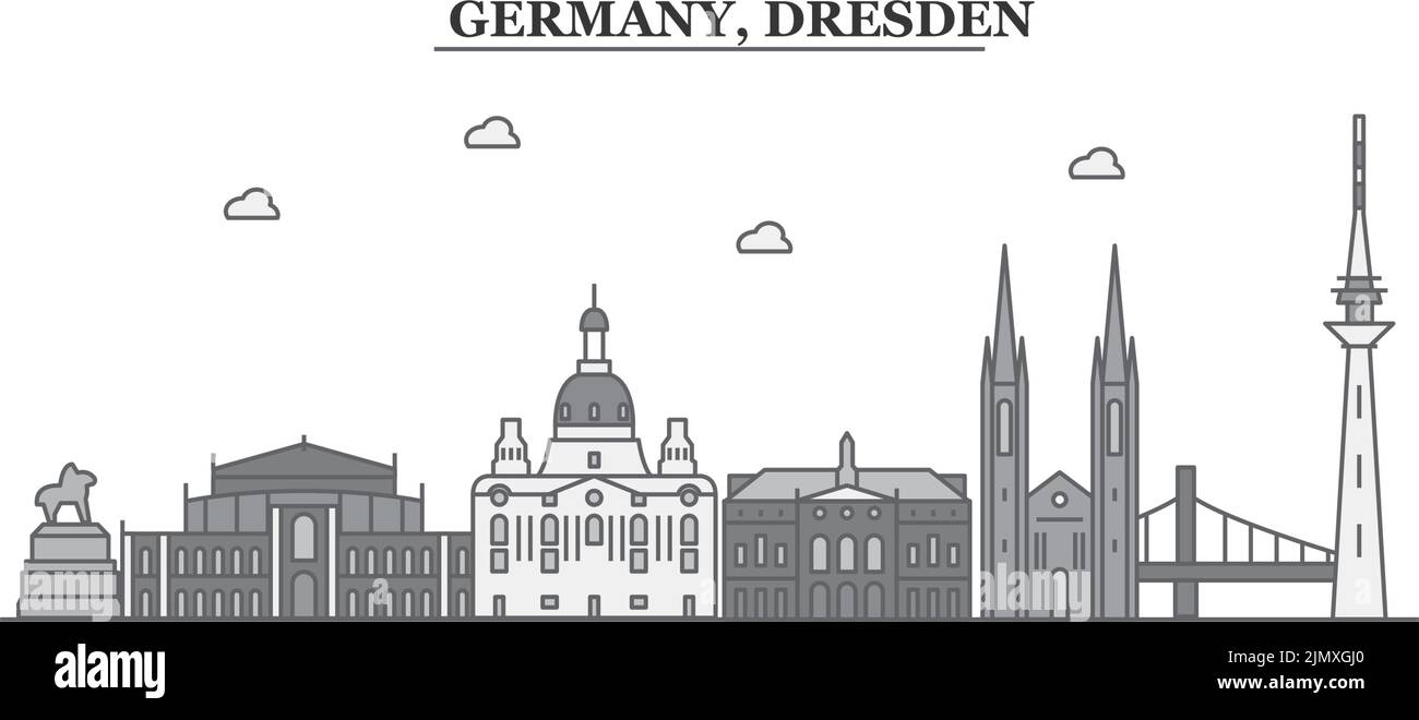 Germany, Dresden city skyline isolated vector illustration, icons Stock
