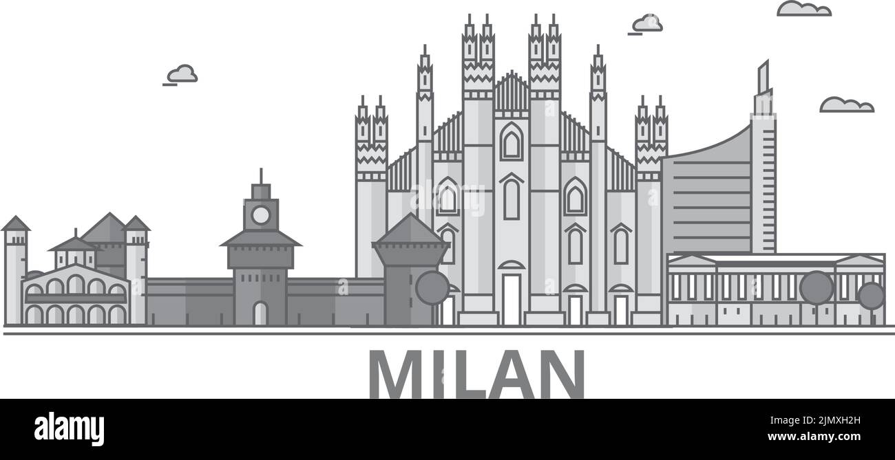 Italy, Milan City city skyline isolated vector illustration, icons Stock Vector