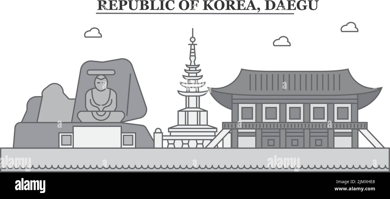 Korea, Daegu city skyline isolated vector illustration, icons Stock ...