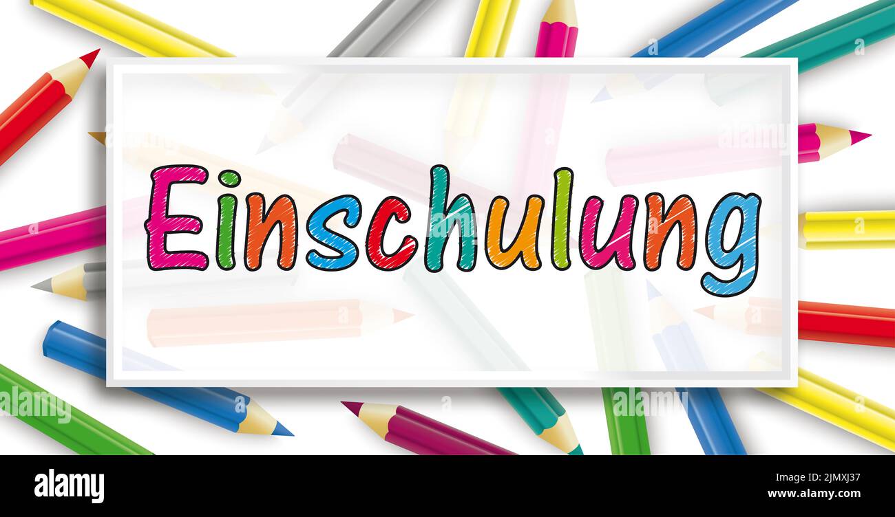 Einschulung Colored Pencils Frame Header Stock Photo