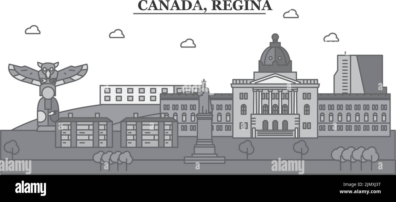 Canada, Regina city skyline isolated vector illustration, icons Stock Vector