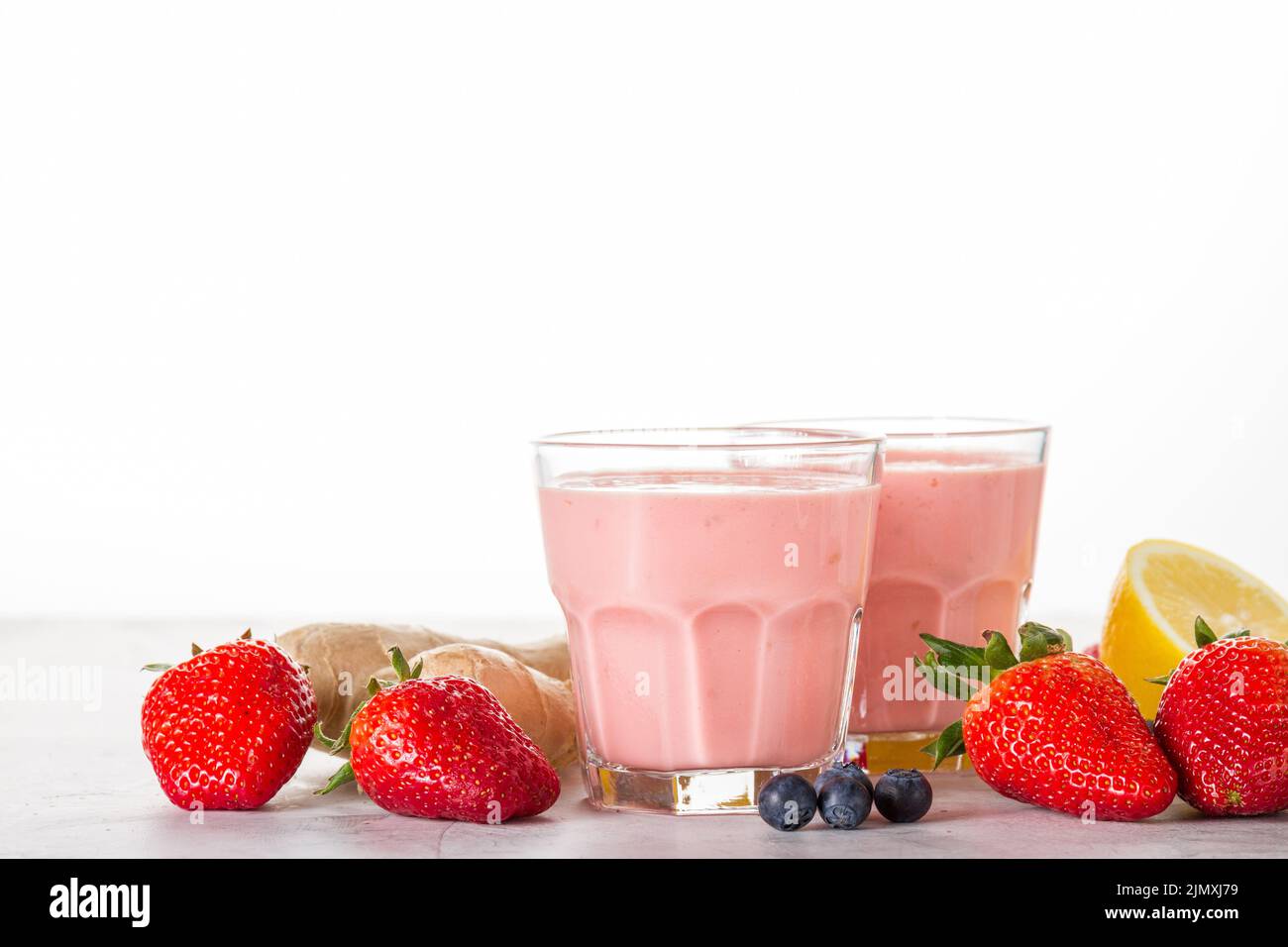 Two delicious red smoothies Stock Photo