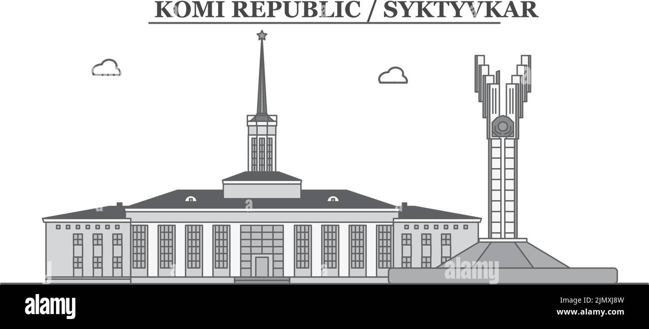 Russia, Syktyvkar city skyline isolated vector illustration, icons Stock Vector