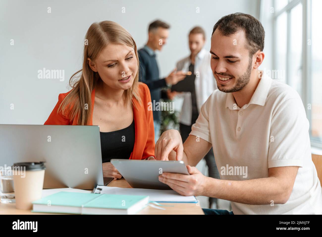 Young business people working laptop Stock Photo