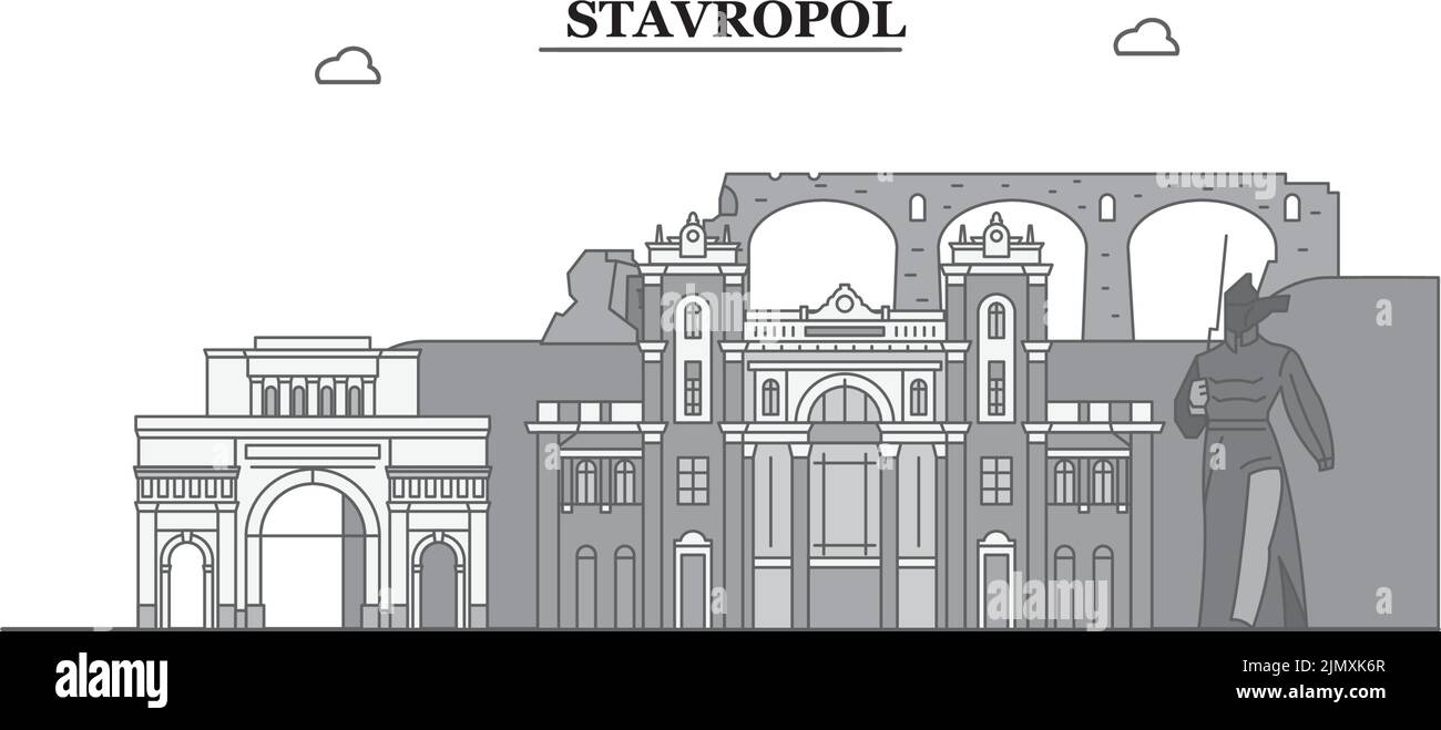 Russia, Stavropol city skyline isolated vector illustration, icons Stock Vector