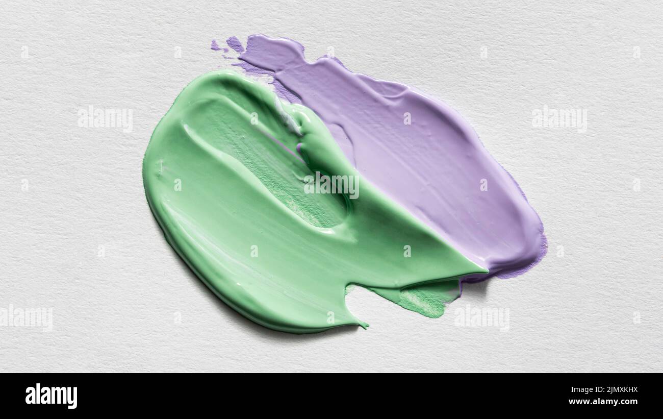 Top view multicolored abstract paint brush strokes surface Stock Photo
