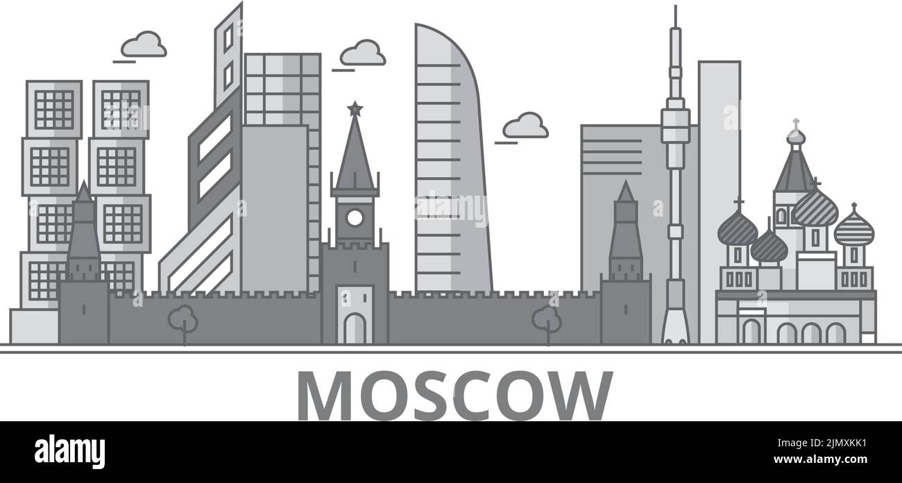 Moscow city silhouette skyline illustration Black and White Stock ...