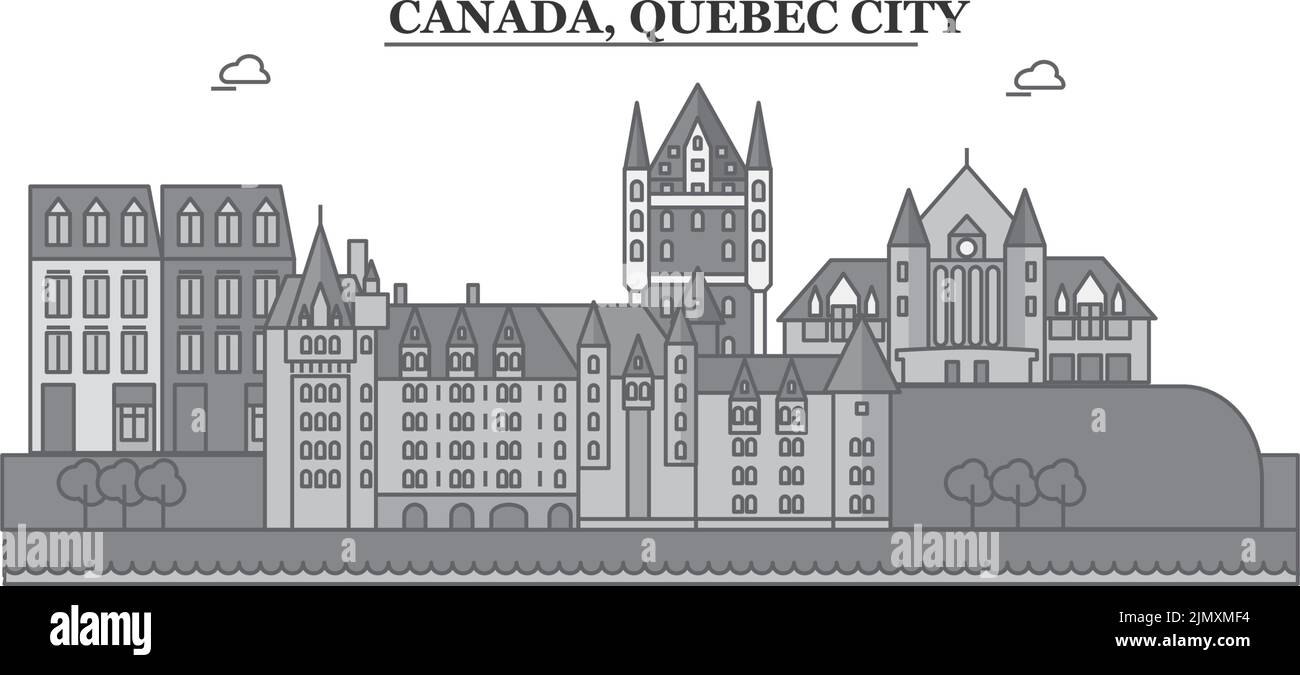 Canada Quebec City City Skyline Isolated Vector Illustration Icons