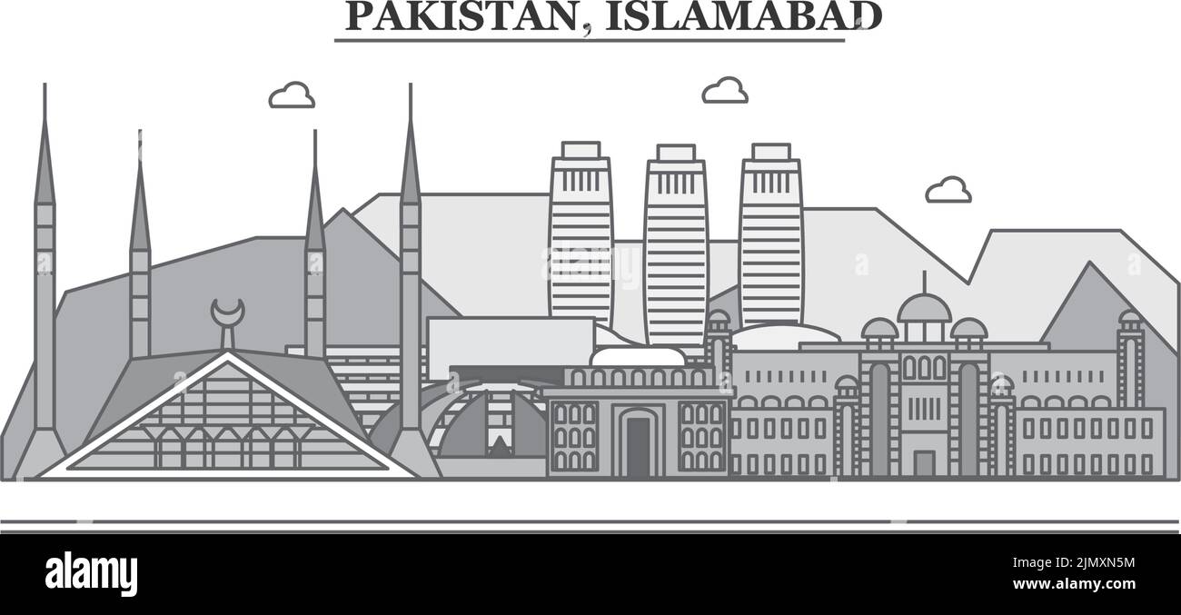 Pakistan, Islamabad city skyline isolated vector illustration, icons Stock Vector
