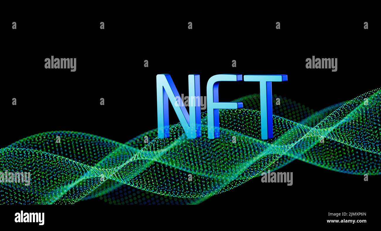 NFT Non fungible token financial security of digital data stored in blockchain distributed ledger Stock Photo