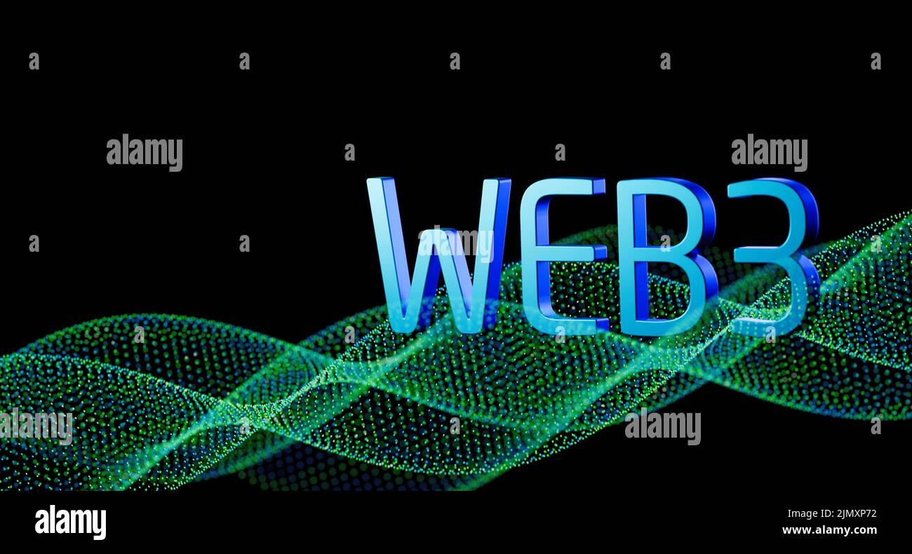 WEB3 next generation world wide web blockchain technology with decentralized information, distributed social network Stock Photo