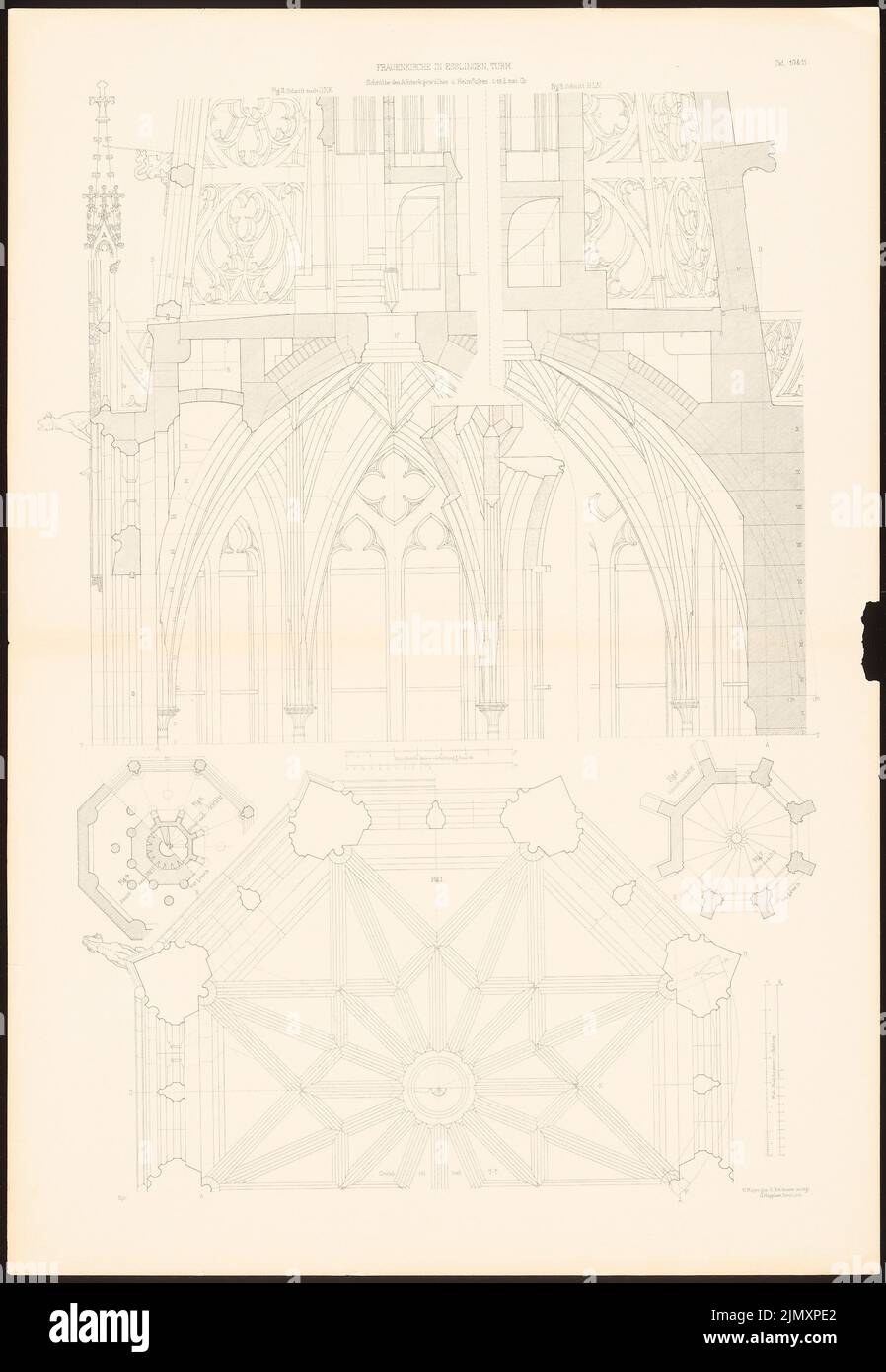 Egle Joseph von (1818-1899), Frauenkirche in Esslingen (1898-1898): Cut of the octagon vault and helmet foot. Pressure on paper, 102.9 x 71.1 cm (including scan edges) Stock Photo