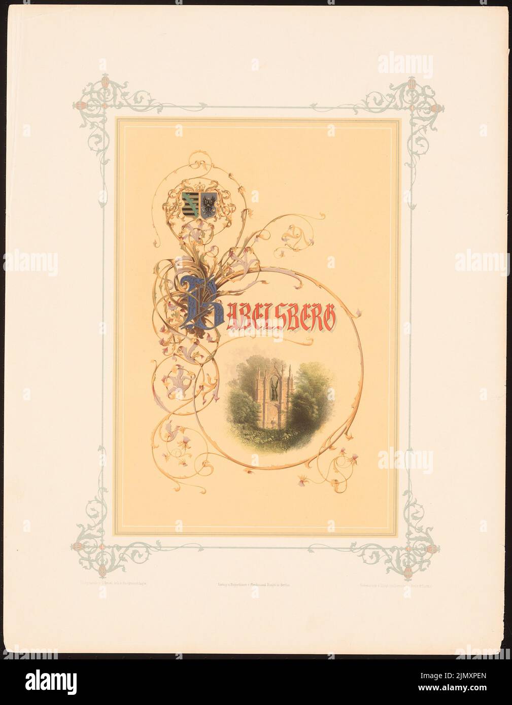 Graeb Carl (1816-1884), Babelsberg Castle, Potsdam (1860-1860): Titleblatt, perspective view. Lithograph colored on paper, 58.5 x 45.4 cm (including scan edges) Stock Photo