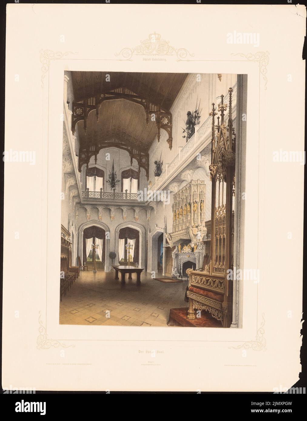 Graeb Carl (1816-1884), Babelsberg Castle, Potsdam (1860-1860): Perspective interior view dining room. Lithograph colored on paper, 58.5 x 45.7 cm (including scan edges) Stock Photo