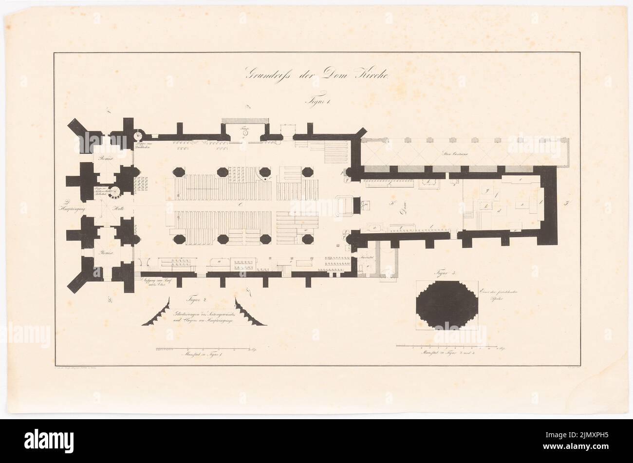 Gefer A. R., Cathedral in Königsberg (1833-1833): floor plan. Pressure on paper, 34.8 x 52.6 cm (including scan edges) Stock Photo