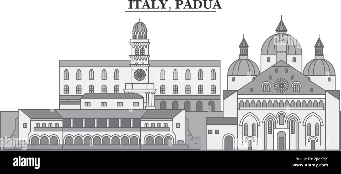 Italy, Padua city skyline isolated vector illustration, icons Stock Vector