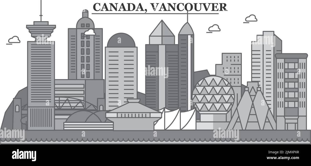 Canada, Vancouver city skyline isolated vector illustration, icons Stock Vector