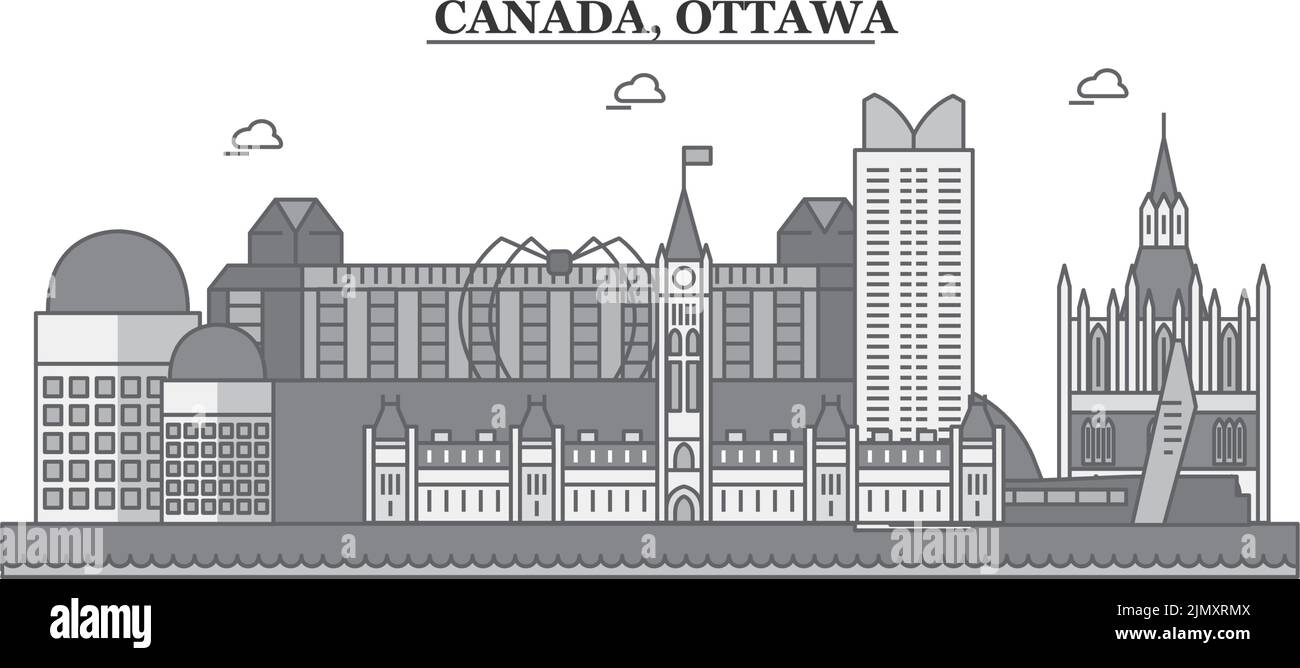 Canada, Ottawa city skyline isolated vector illustration, icons Stock Vector