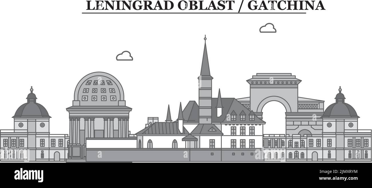 Russia, Gatchina city skyline isolated vector illustration, icons Stock ...