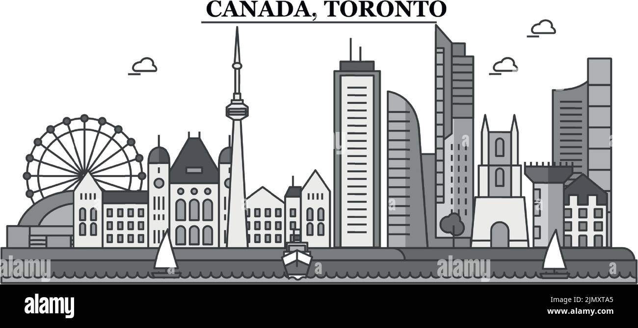 Canada, Toronto city skyline isolated vector illustration, icons Stock Vector